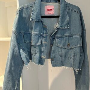 Blue Cropped Denim Jacket